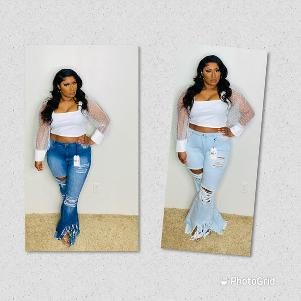 Distressed Flare Jeans Plus Size